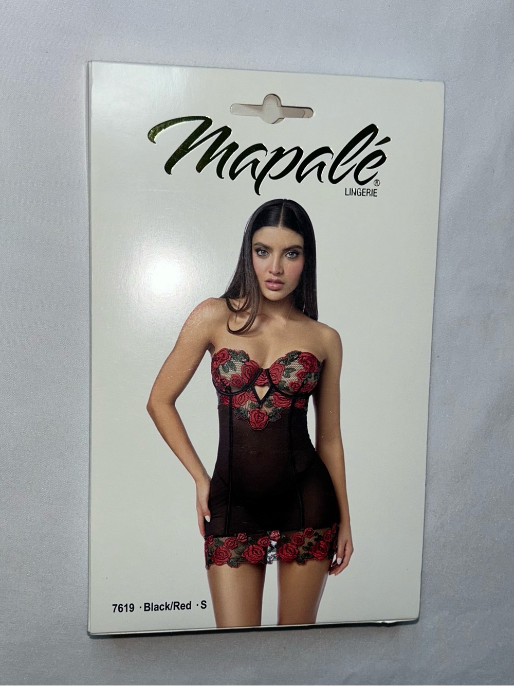 Mapalé NWT Black Red Floral Lace Babydoll Chemise Lingerie Size S